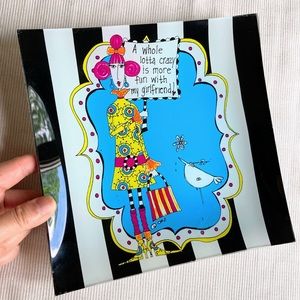 Transpac Colorful Glass Plate Square Shape 8”